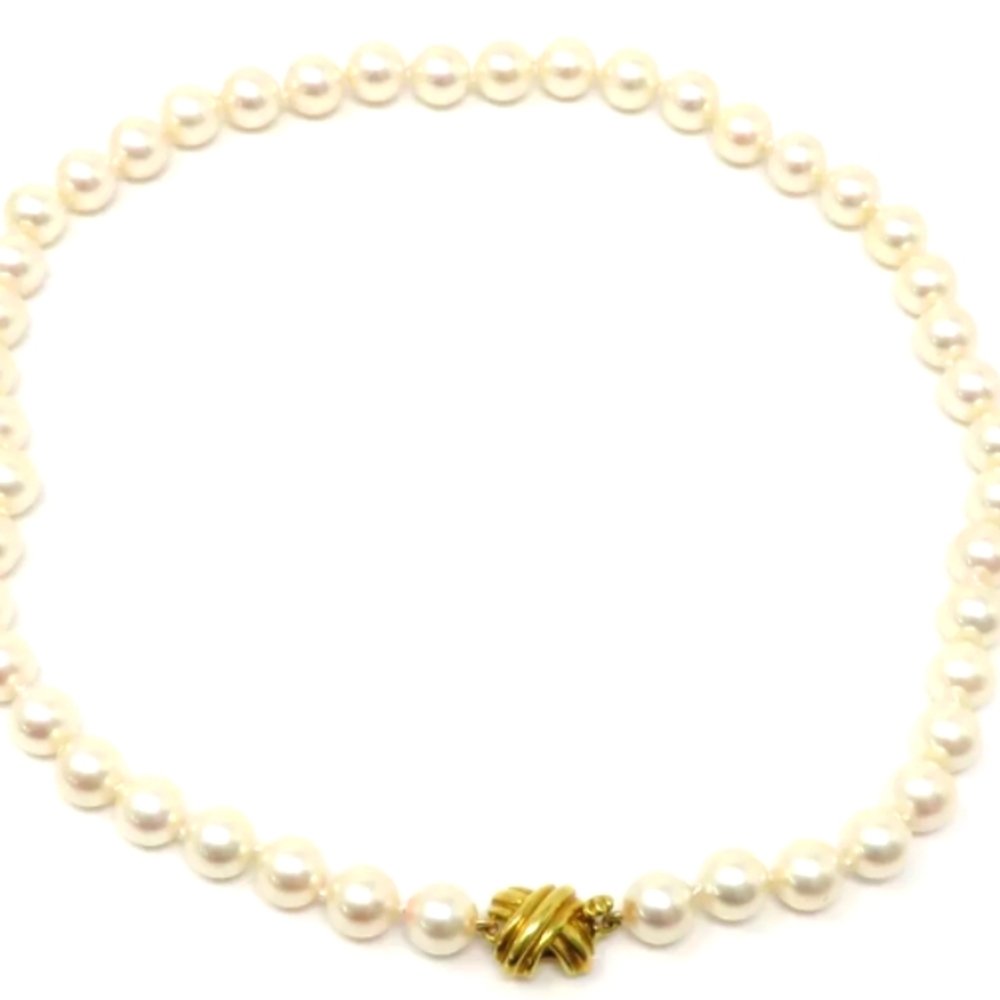 SOLD IN OUR STORE Tiffany & Co. 18K "X" Yellow Gold Cultured Pearls - Picture 6 of 10
